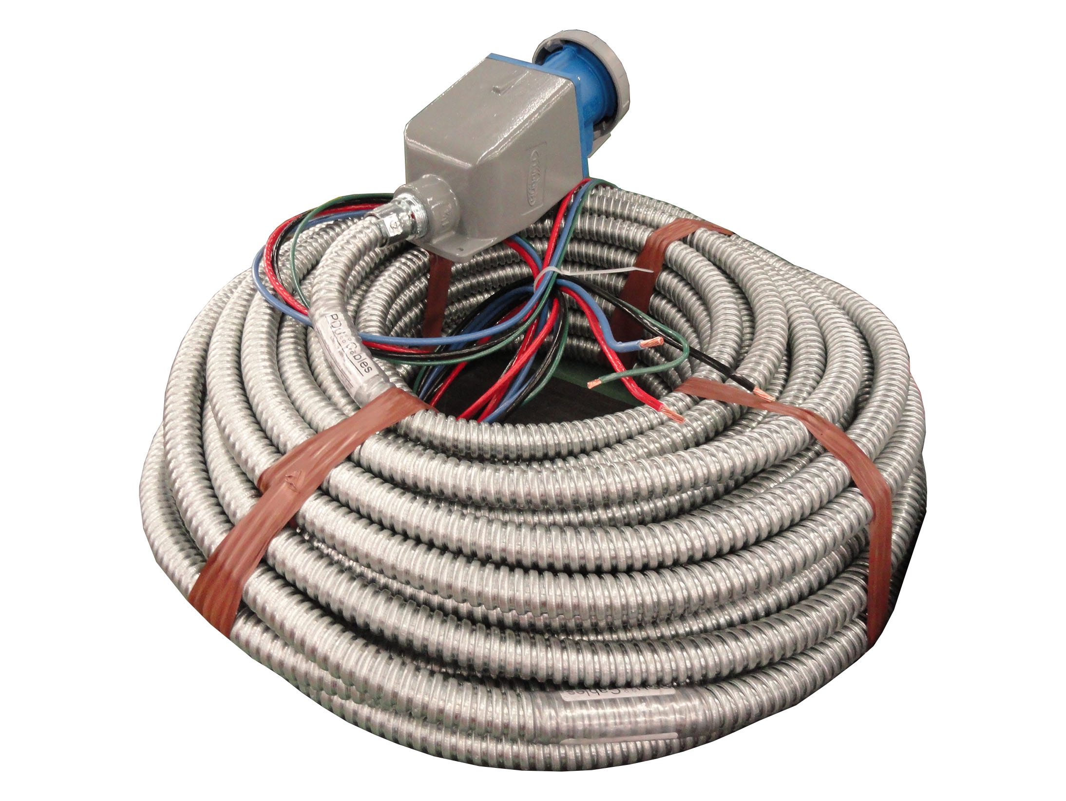 240 foot long Flexible Metal Conduit Cable Assembly with IEC309 device in a back box