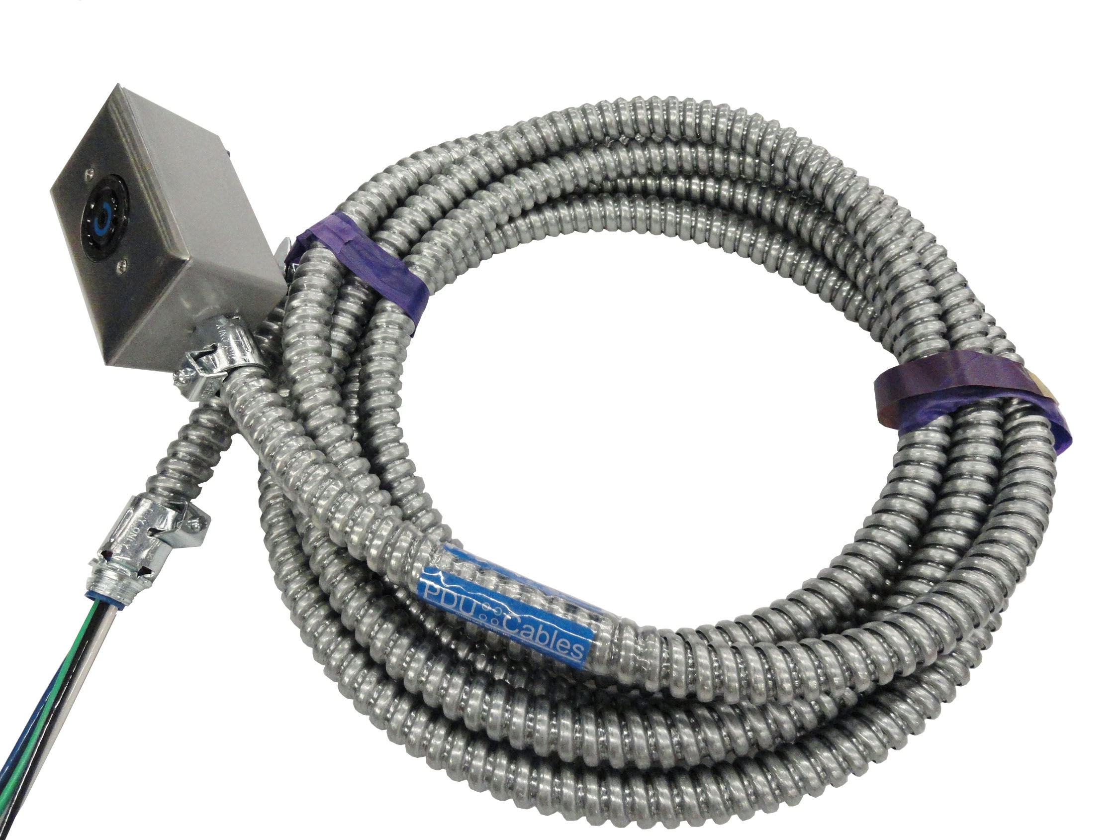 Flexible Metal Conduit Cable Assembly with Dual NEMA Straight Blade Device