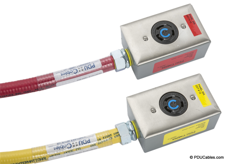 Colored faceplate labels match conduit color make for quick and easy circuit identification