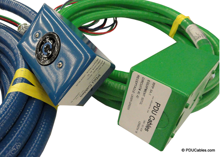 NEMA locking device in green and blue red dot box with box labels