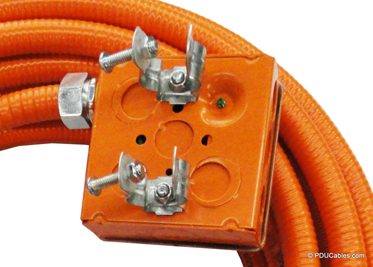 Dual pedestal clamp mounting bracket with nut on orange 1900 style box