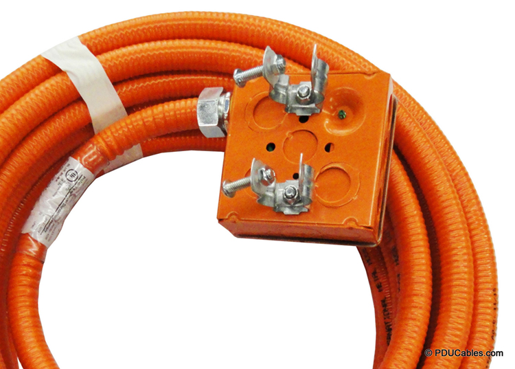 Color coordinated orange 1900 box, faceplate and conduit with double pedestal clamp w-Nut mounting hardware