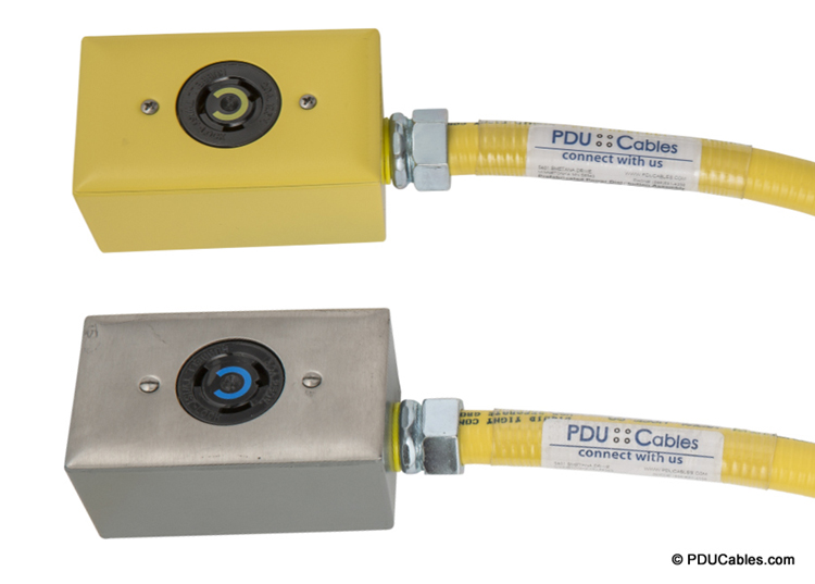 Comparing data center power whips with and without color matched boxes and faceplates