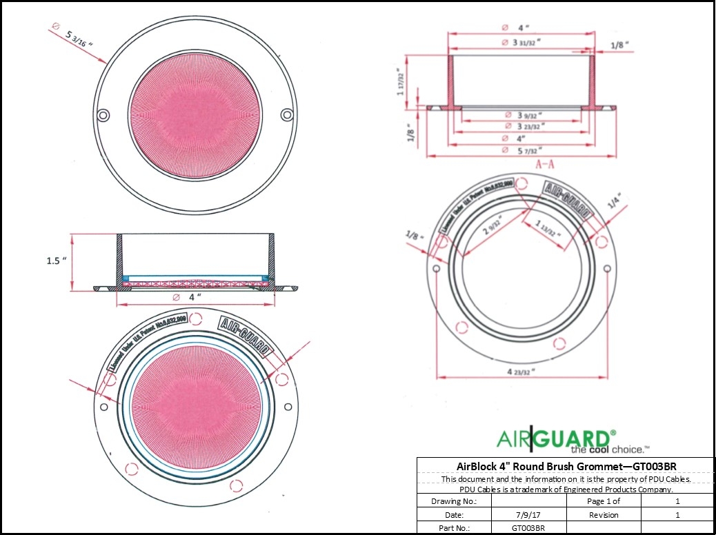 AirGuard AirBlock 4" Round Brush Grommet