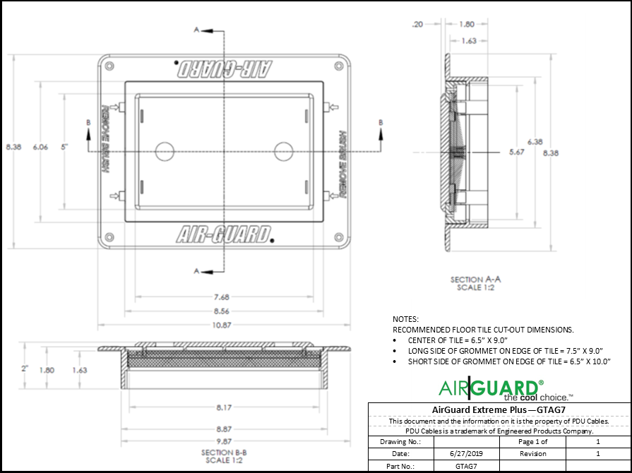 AirGuard Extreme Plus GTAG7 - Dimensional Drawing